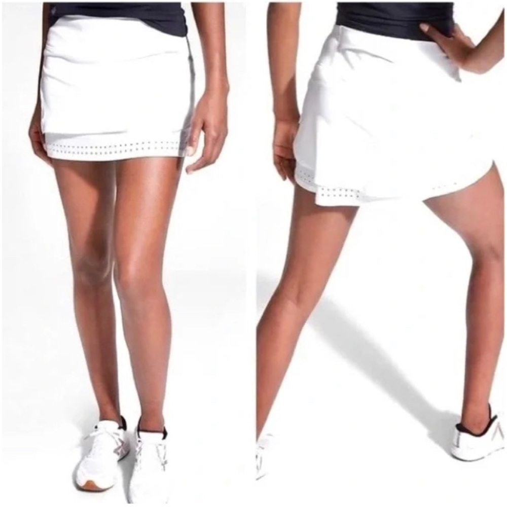 ATHLETA Stealth TruCool Skort Tennis Skirt White Athletic Golf Women’s Sz Large - Picture 5 of 16